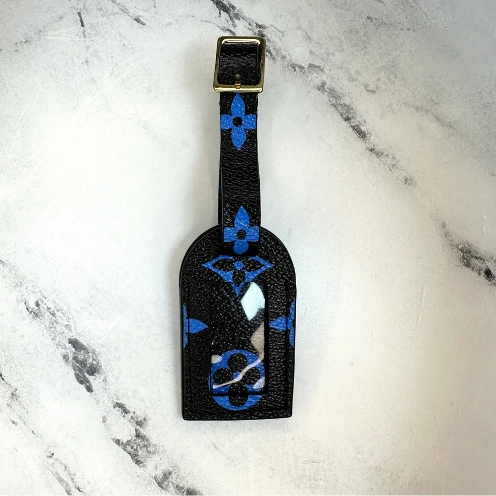 Louis Vuitton Luggage Tag black/blue Monogram Small GHW LV